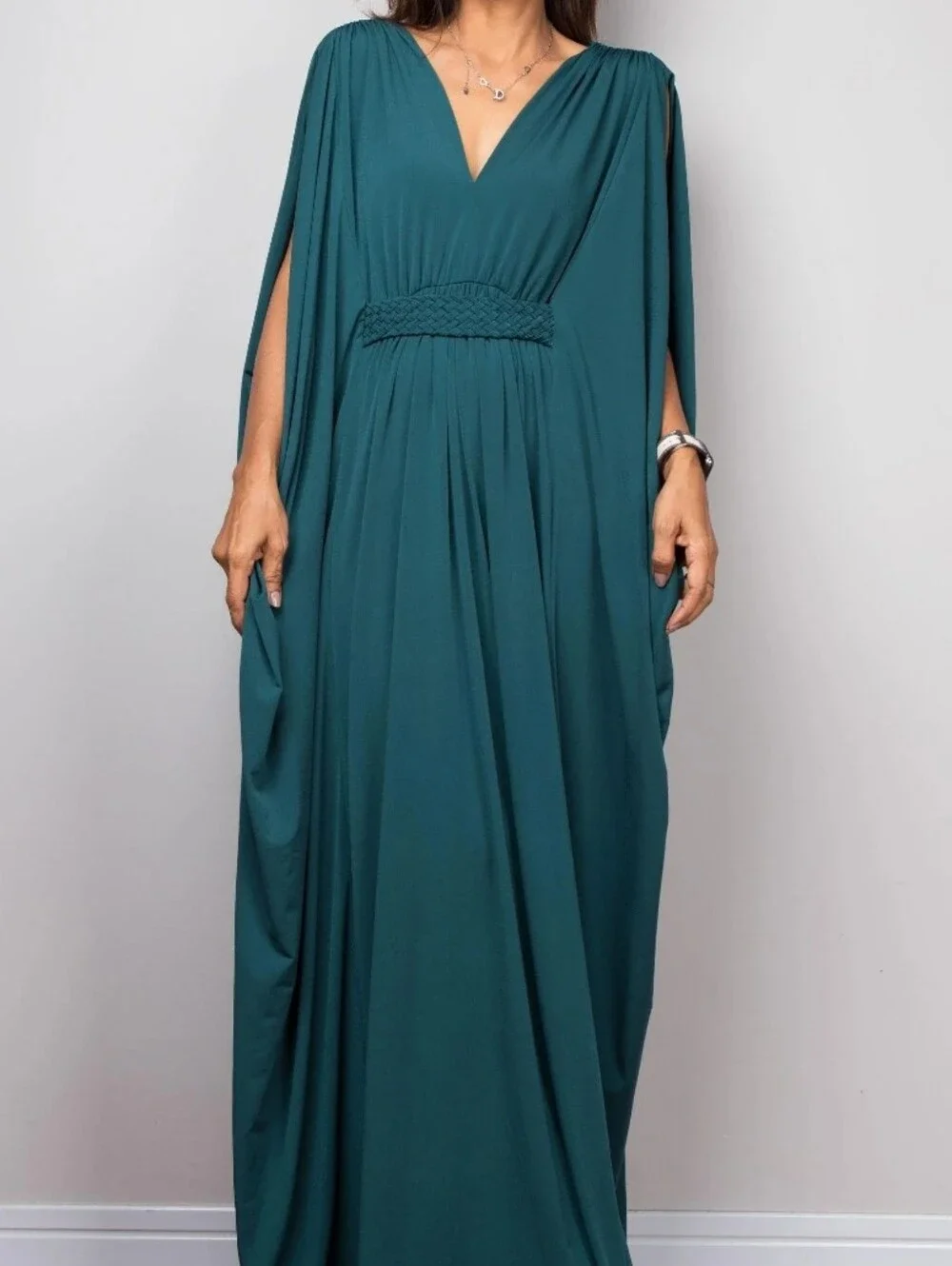 Free People FP Beach Witchy Open Sleeve Coastal Maxi Dress Teal Size Small